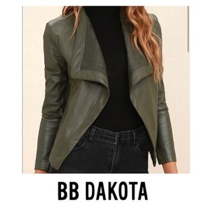 BB Dakota Peppin Olive Green Vegan Leather Jacket S